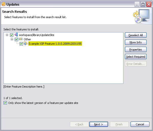Select feature to install